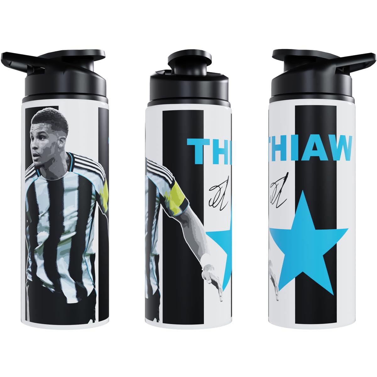 Partisan Newcastle Thiaw Water Bottle Aluminium 600 or 750ml – Football Fan Gift (Multicoloured, 750, Millilitres)
