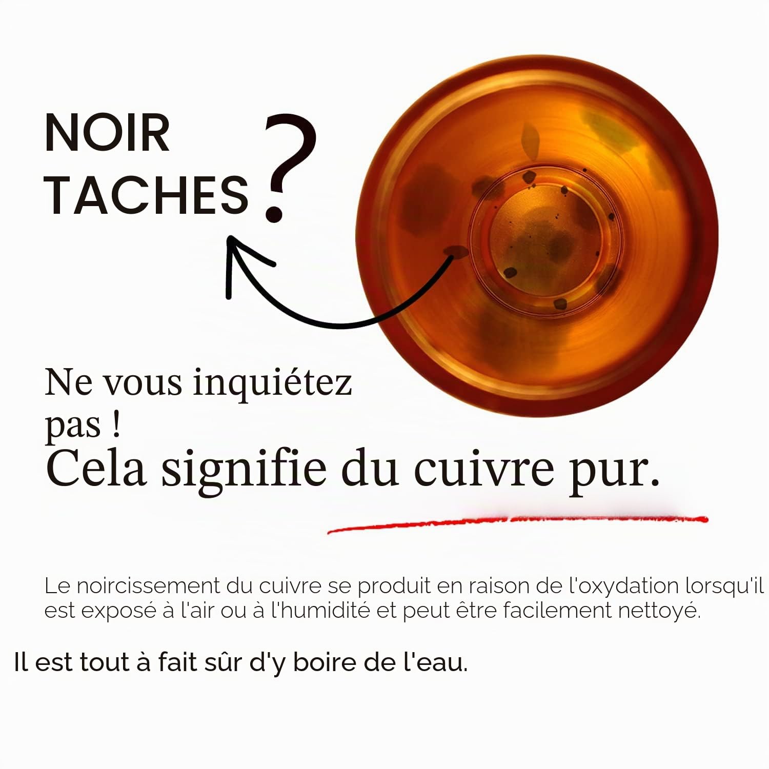 Cop29 Bouteille d'eau Brillante Mira en cuivre Pur de Conception Premium martelée (900 millilitres / 30 onces)