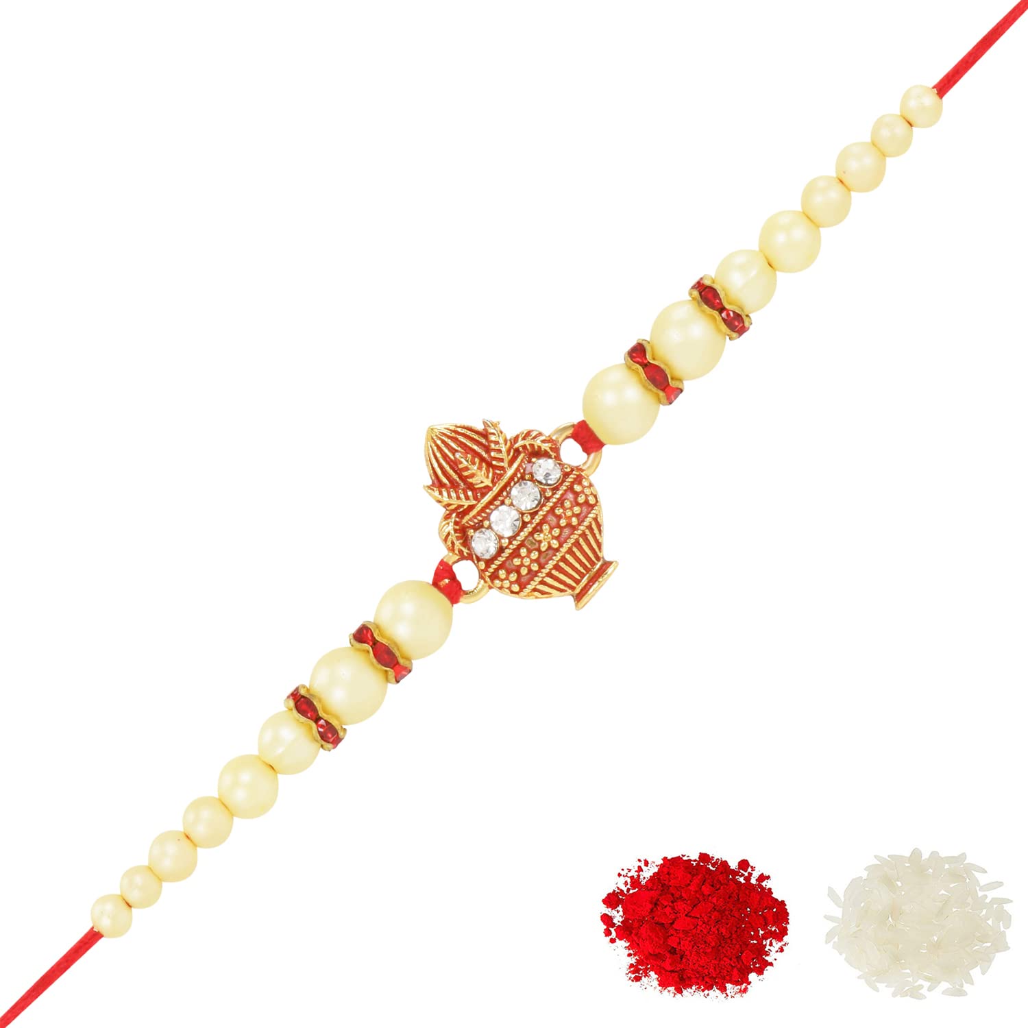 Riddhika Ventures Stunning Gold Plated Designer Mens Brothers Rakhi With Roli Chawal And Greeting Card (M1) (B0D8WRB3YN) Amazon Price History, Amazon Price Tracker