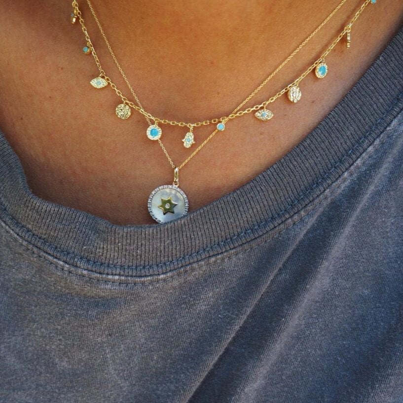 Alef Bet by Paula Amulet Evil Eye and Hamsa Hand Necklace - Image 3