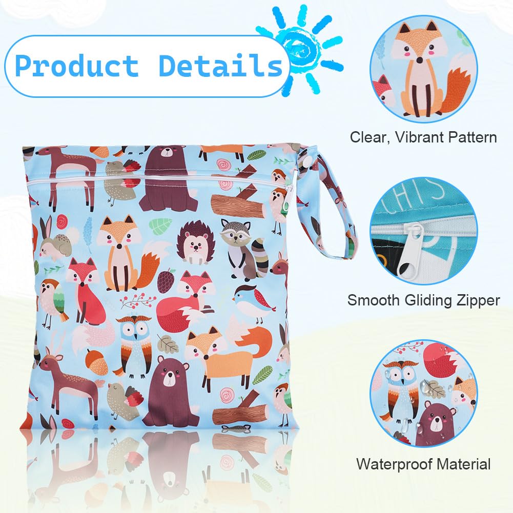 Aomig Sac À Couches Lavables, 3PCS Sac Étanche Réutilisable, Wet Dry Bag, Bag À Maillot Mouillé, Sac Humide À Fermeture Éclair, Hangable Wetbag de Voyage pour Vêtements de Bébé et Couches