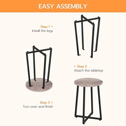 Miniatura 9 de HOOBRO - Mesa auxiliar redonda, mesa de centro con pedestal de metal resistente, mesita de noche redonda de 15.7", para sala de estar, dormitorio,