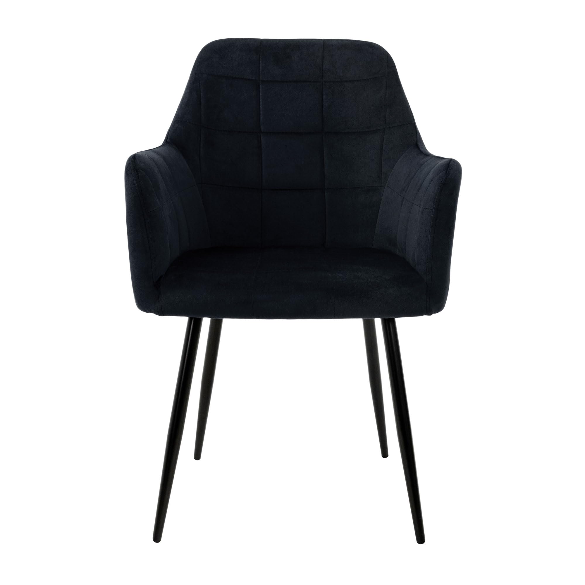 ECD Germany Lot de 2 Chaises de Salle à Manger Cuisine Salon Séjour - Noir - Assise Siège Rembourrée en Velours Structure en Métal Fauteuil Rétro avec Accoudoirs pour Bureau Réception Meuble Maison