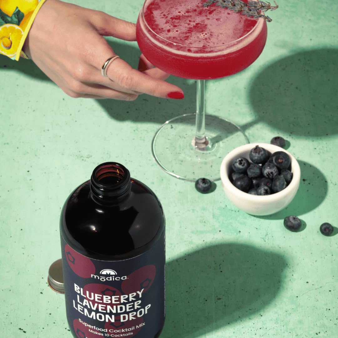 Modica Bluberry Lavender Lemon Drop - Premium Non-Alcoholic Cocktail & Mocktail Mixer (10 Servings) Created by Award-Winning Mixologist