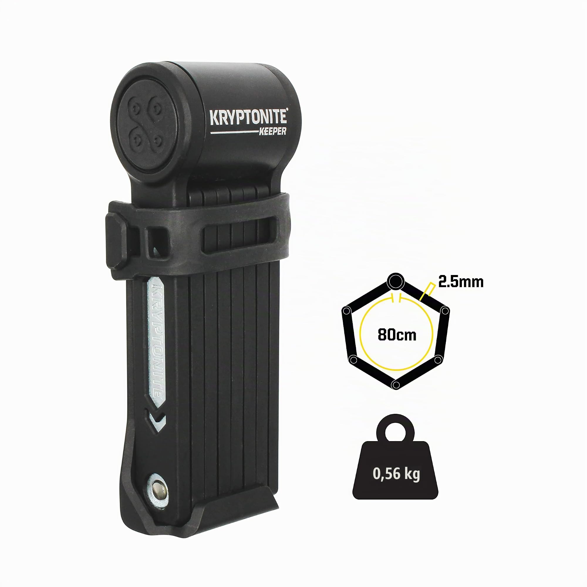 Kryptonite Keeper Mini Folding, Antivol Vélo Pliable | Cadenas pour Vélos | Niveau de Sécurité 4/10 | Pratique et Flexible | Longueur 80 cm