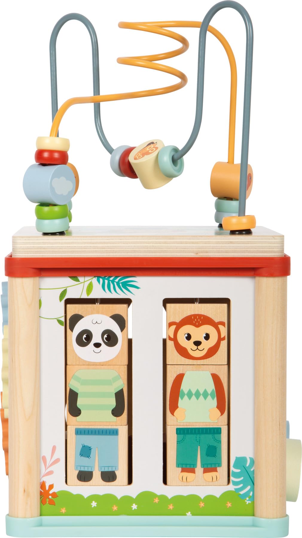 Small Foot Dado motricità Jungle Friends in Legno FSC® 100% Certificato, Dado Activity salvaspazio con 5 superfici di Gioco, Gioco didattico per Bambini da 1 Anno, 12765