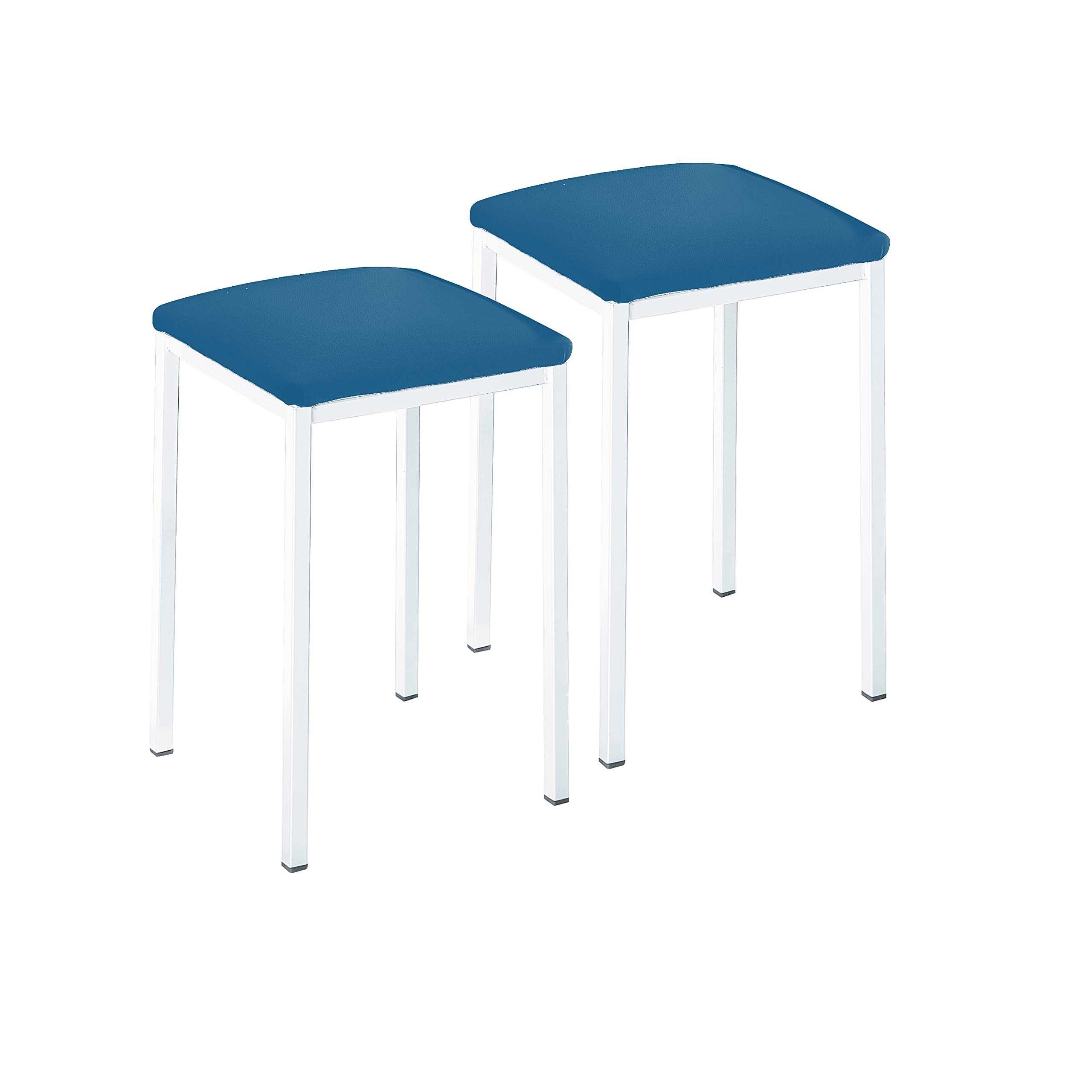 Tabourets de cuisine carrés TACUBL bleu chaise basse de table 45 cm en métal