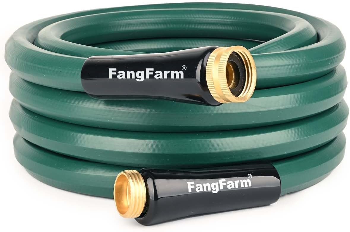 Heavy Duty Rubber Hose: 15FT 3/4" GHT Brass Male to Female Fittings - 5/8" Leak Proof Water Hose for Garden Lawn Car Washing