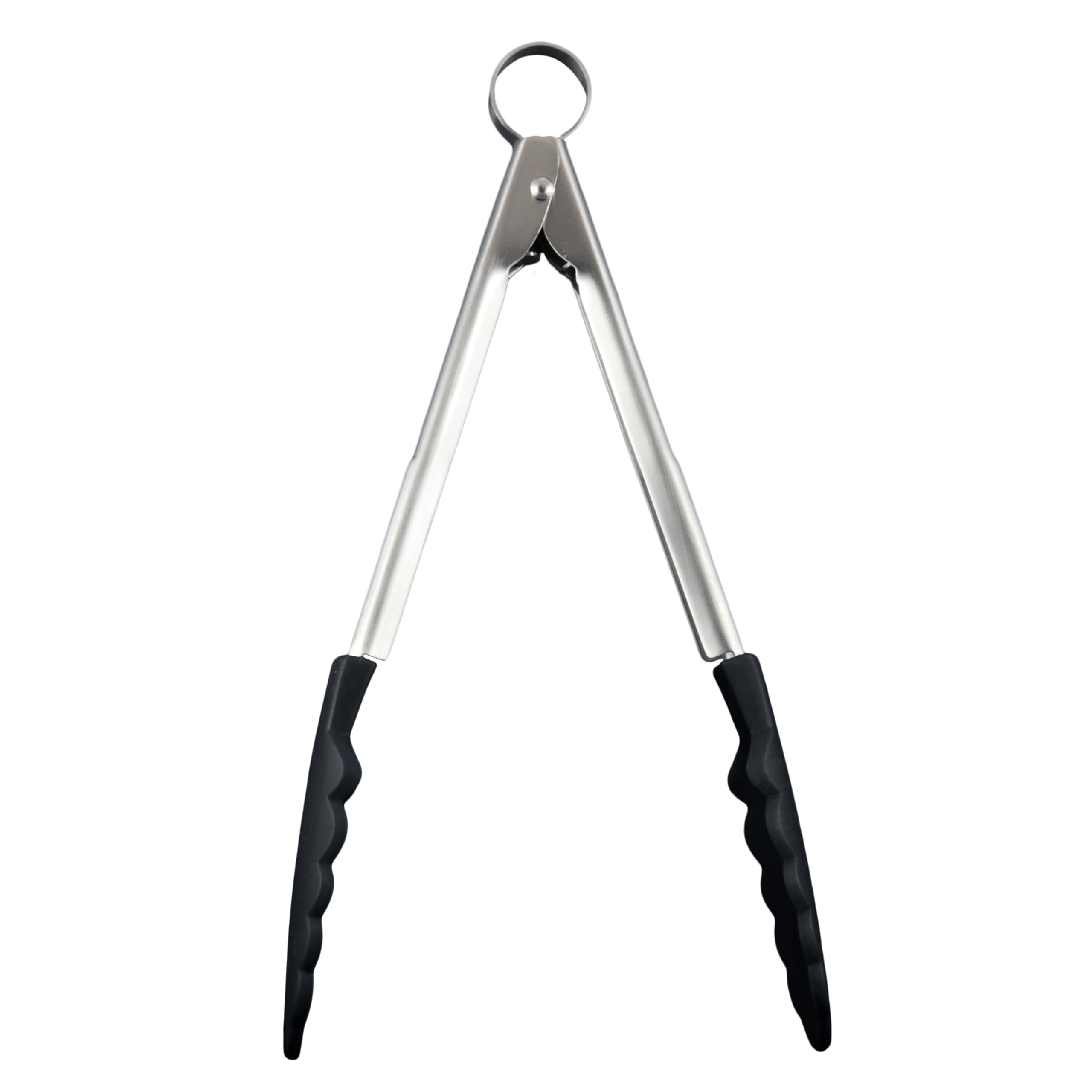 Cuisipro Locking Tongs, Silicone, Black, Lock for Safe and Compact Storage, Cooking Tongs, Suitable for Non-Stick Pans, Good Grip, 9.5”, 24cm
