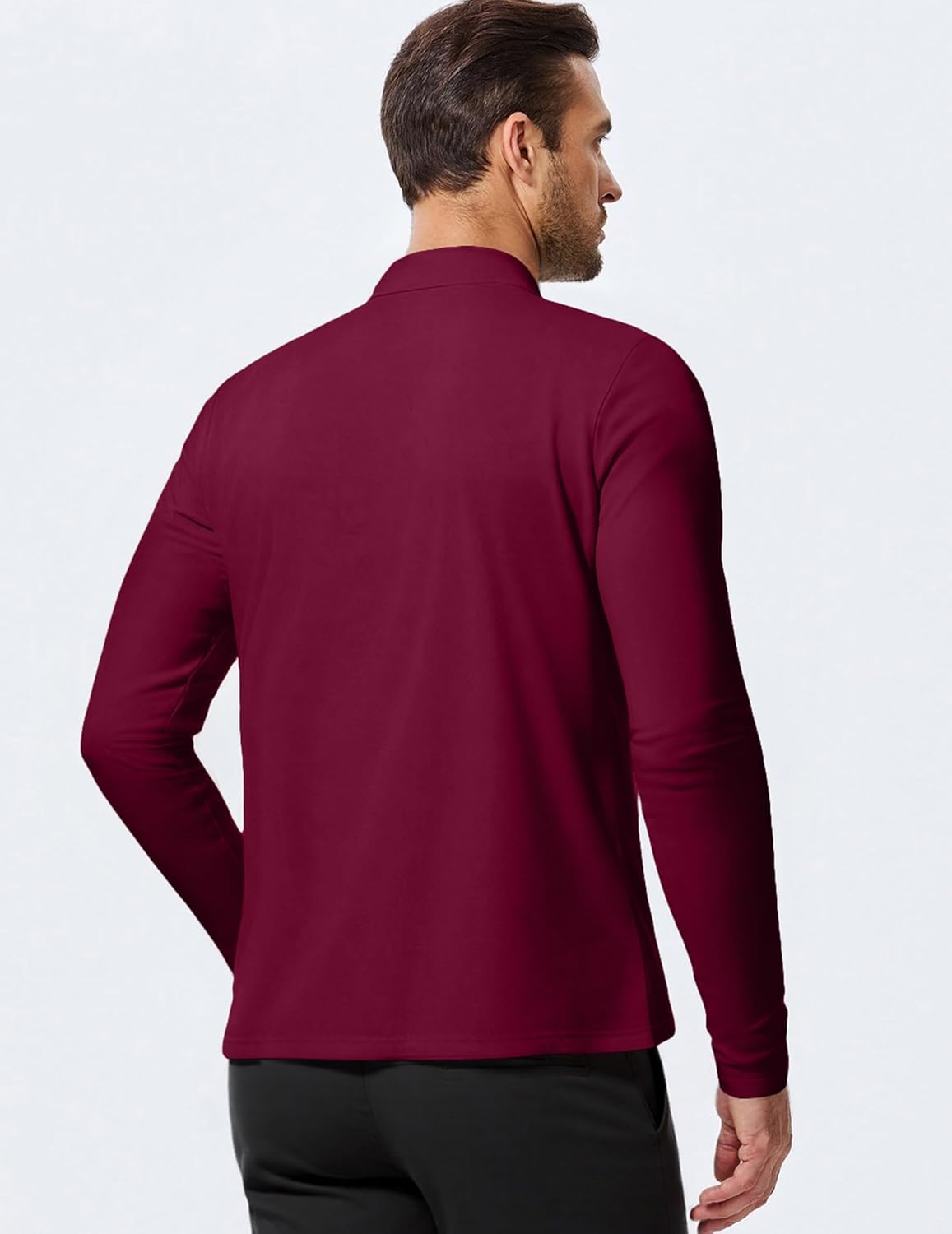 Men's Quarter Zip Pullover Fleece Lined Long Sleeve Solid Color Shirts 1/4 Half Zip Sweatshirts - Image 5