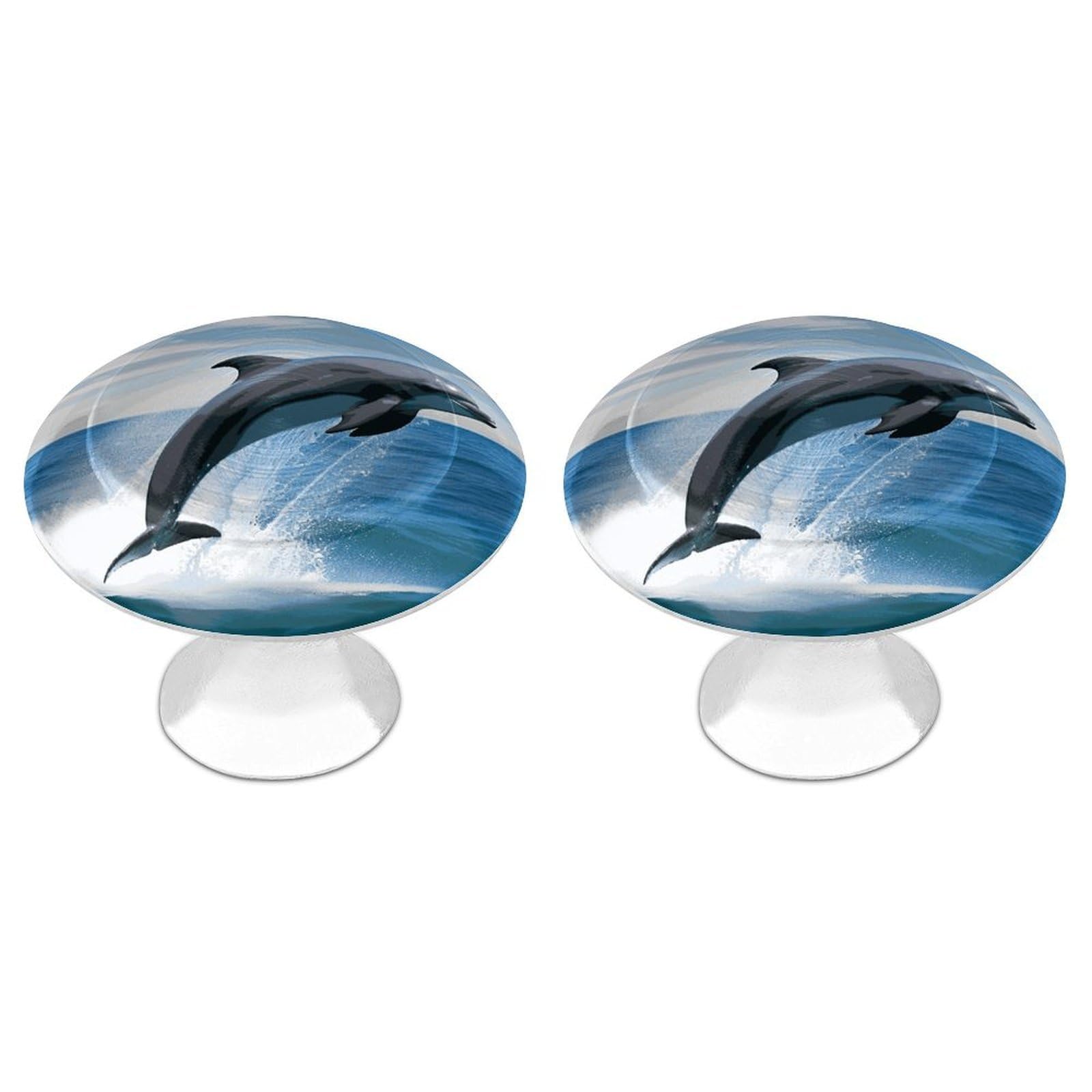 FekiLoot Jumping Up Dolphins Cabinet Knob Kitchen Drawer Knob Stainless Steel Round Drawer Pulls Modern Cabinet Hardware Vintage Dresser Drawer for Kitchen Bathroom Closet Dresser Cabinets