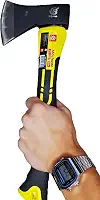 Machado Lenhador, Cabo de Fibra de Vidro, 800g, 36cm, Lâmina de Aço Carbono, Preto e Amarelo