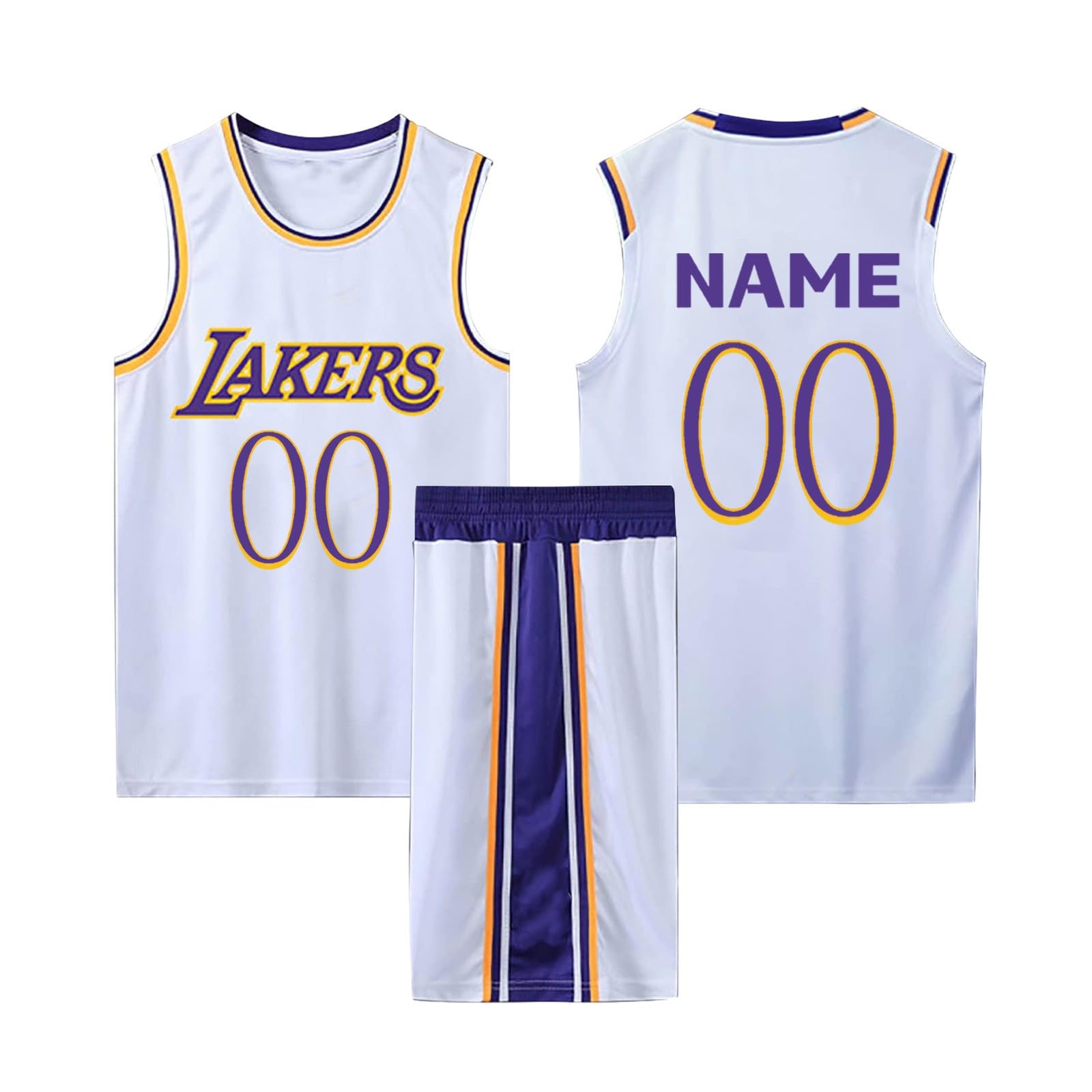 2 Pièces Maillot Basketball Enfant/Adulte Personnalisable, Maillot sans Manches + Pantalon Court Enfants/Adulte Personnalisé, Basket Maillots et Short Ensemble Personnalisable