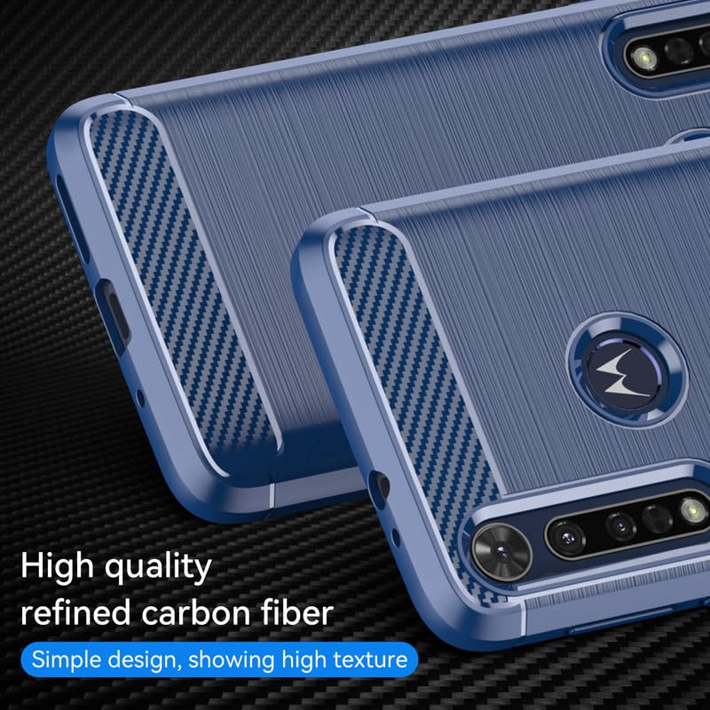 Image of Hybrid Carbon Fiber Back Case for Moto One Macro (Blue)