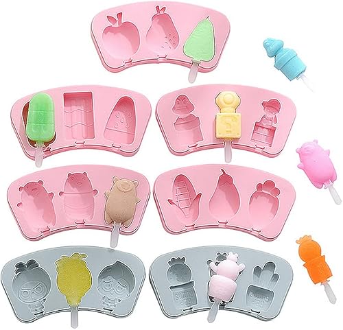 Juego de 7 moldes de silicona para paletas que incluye 7 moldes de silicona, 7 tapas y 7 varillas reutilizables, crea 21 heladas/paletas para niños,