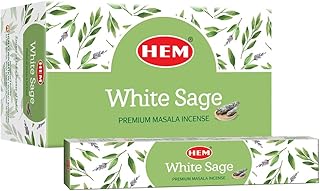 HEM New White Sage Masala Incense Sticks, Pack of 12, Each 15 GMS Best Purifying and Cleansing Masala Incense Stick Incense