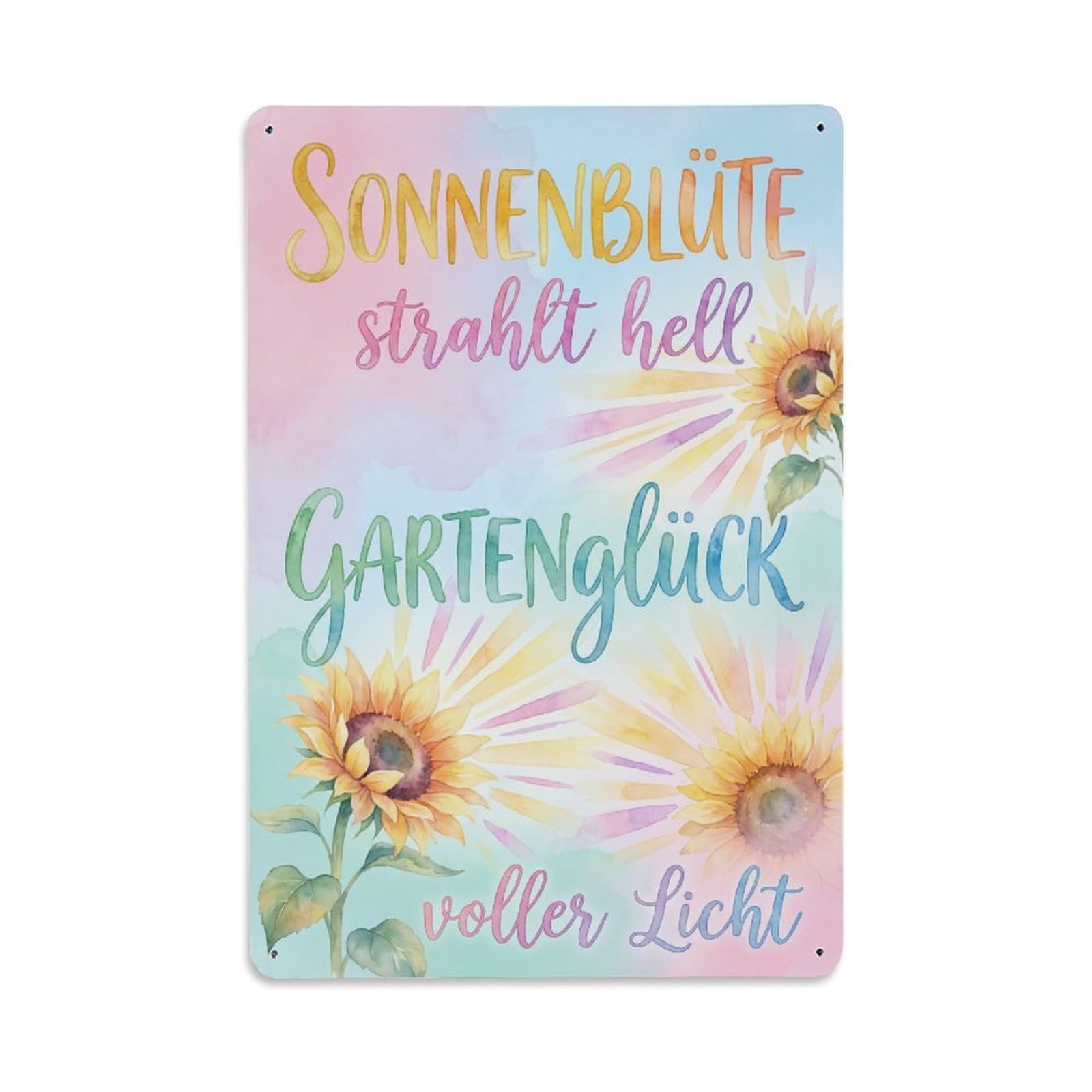 Watercolor Sunshine Bloom Vibrant Pretty Metal Tin Sign Plaque Wall Decor for Cafe, Club Bar, Office, Garden Metal Poster 8x12Inch