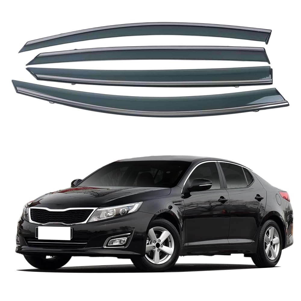 Liufangfc Normal Wind Deflectors For Kia K2 Sedan 2011-2016 – 4Pc Tape-On Smoked Visors, Weatherproof, Anti-Salt/Snow, Low-Noise