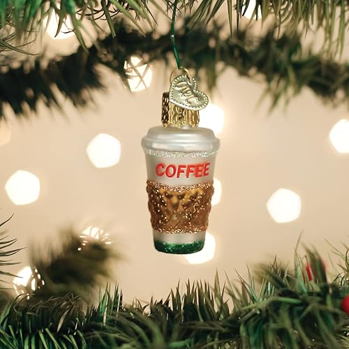 Miniatura 2 de Old World Christmas Mini adorno de vidrio soplado de café para árbol de Navidad, decoración navideña hecha a mano, colección de bebidas