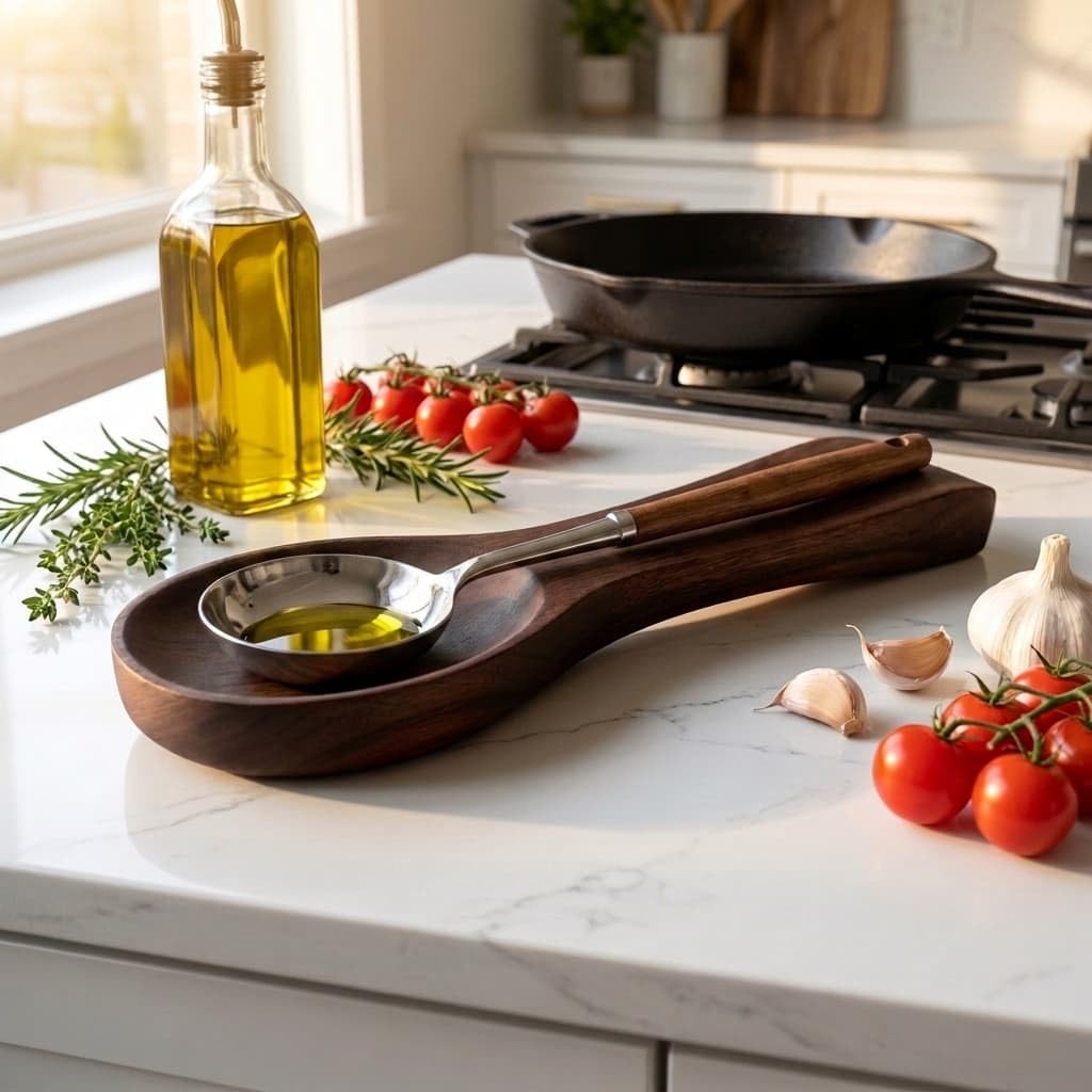 Handmade Acacia Wood Spoon Rest - Kitchen Tool -4 Handmade Acacia Wood Spoon Rest - Kitchen Tool -4
