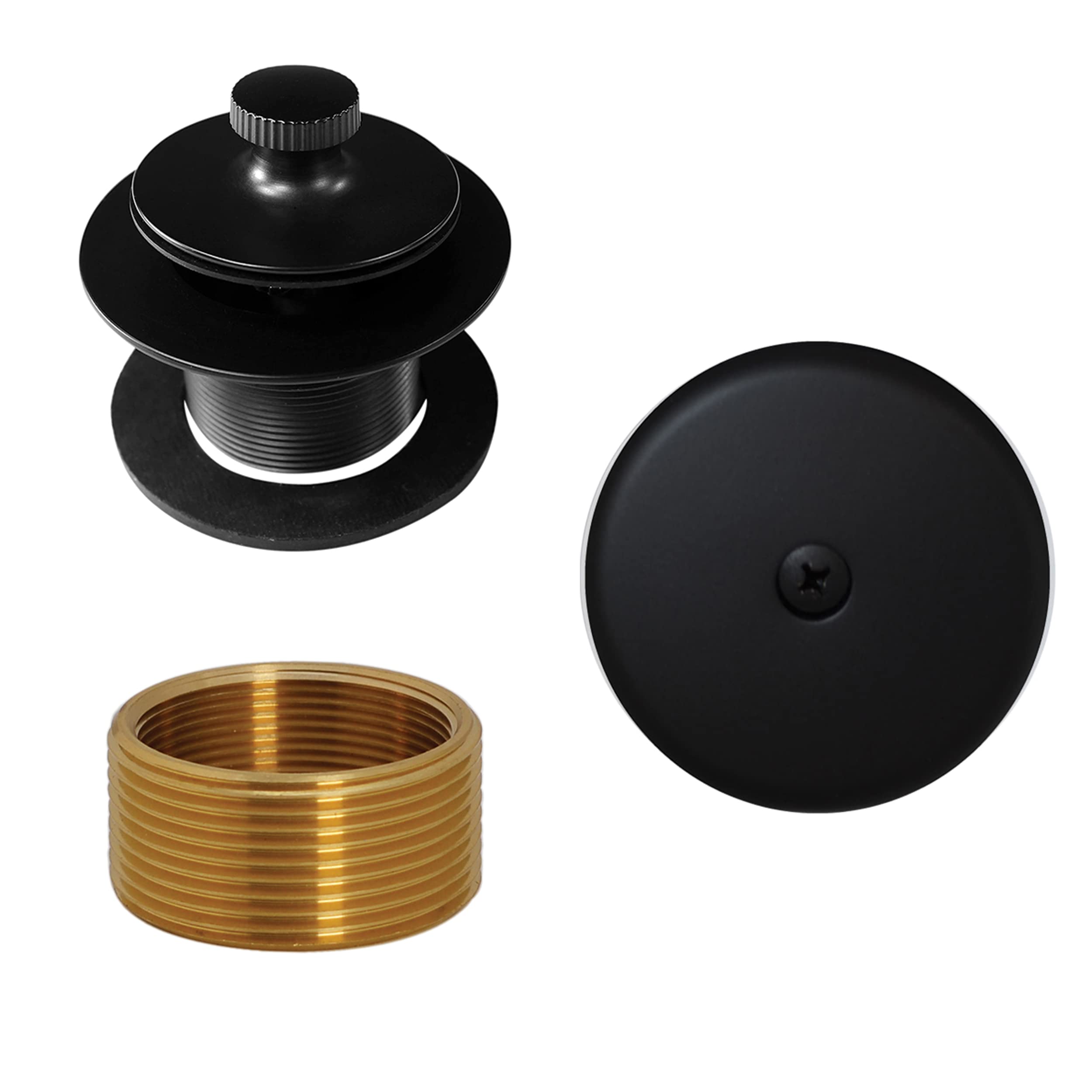 D941K-62 1-3/8" Fine Thread Twist & Close Bathtub Drain Trim with One-Hole Overflow Faceplate, 1 Pack, Matte Black