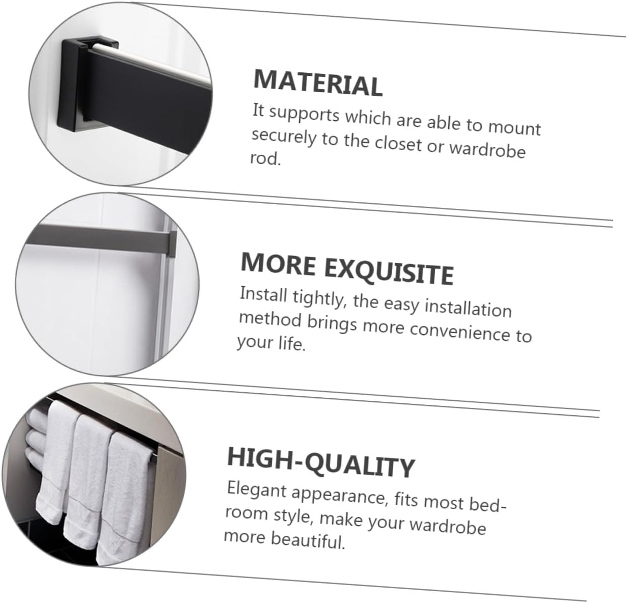 10pcs Aluminum Alloy Wardrobe Closet Rod Bracket Base Anti-Rust Closet Rail Holder Stable Pipe Seat for Clothes Hanging Easy Installation Support