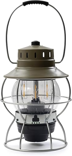 Miniatura 10 de Barebones Farol de ferrocarril – Blanco vintage, linterna LED de camping de inspiración vintage con batería recargable – Luz exterior de brillo