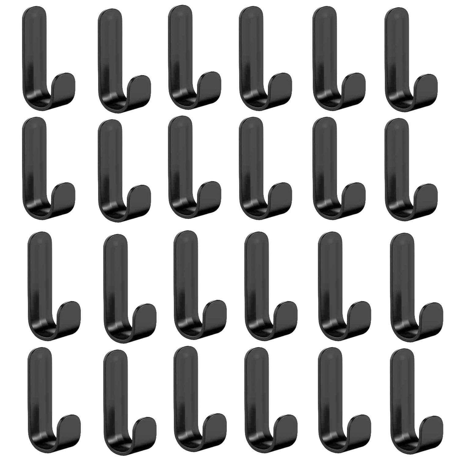 SKYPRO 24Pcs Black Adhesive Hooks Utility Wall Hooks Key Hooks for Wall Decorative Key Holder Rack Self Adhesive Wall Hooks for Towels, Hats, Shower, Kitchen, Living Room, Office.