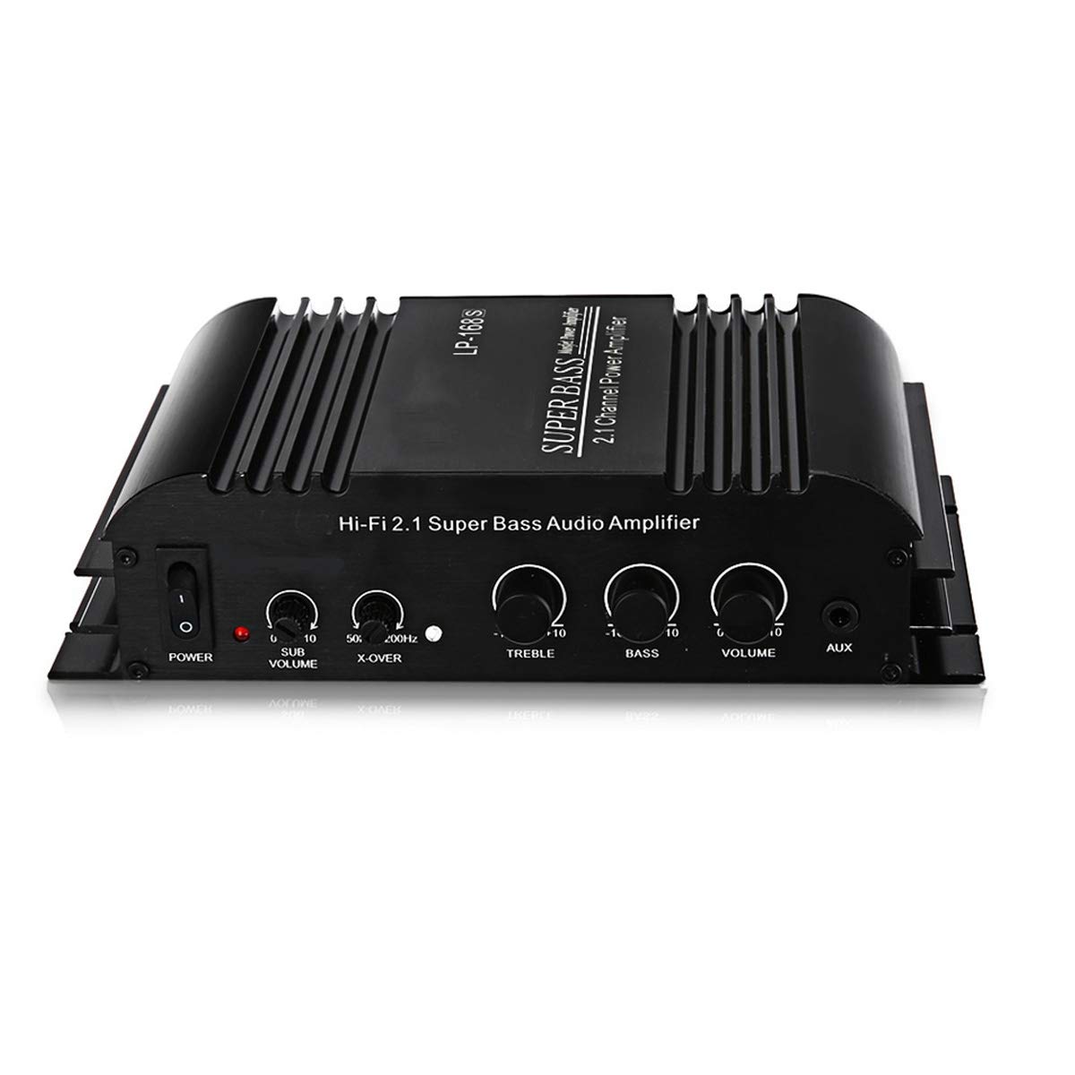 Amplificatore Auto LP-168S 12V - Potenza 40Wx2 + Subwoofer 68W, Con AUX E Telecomando