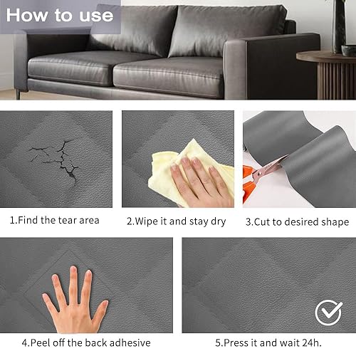 Miniatura 5 de Neaylfe Parche de reparación de cuero autoadhesivo, parches grandes de 17.5 x 80 pulgadas para muebles, kit de reparación de vinilo y cuero para