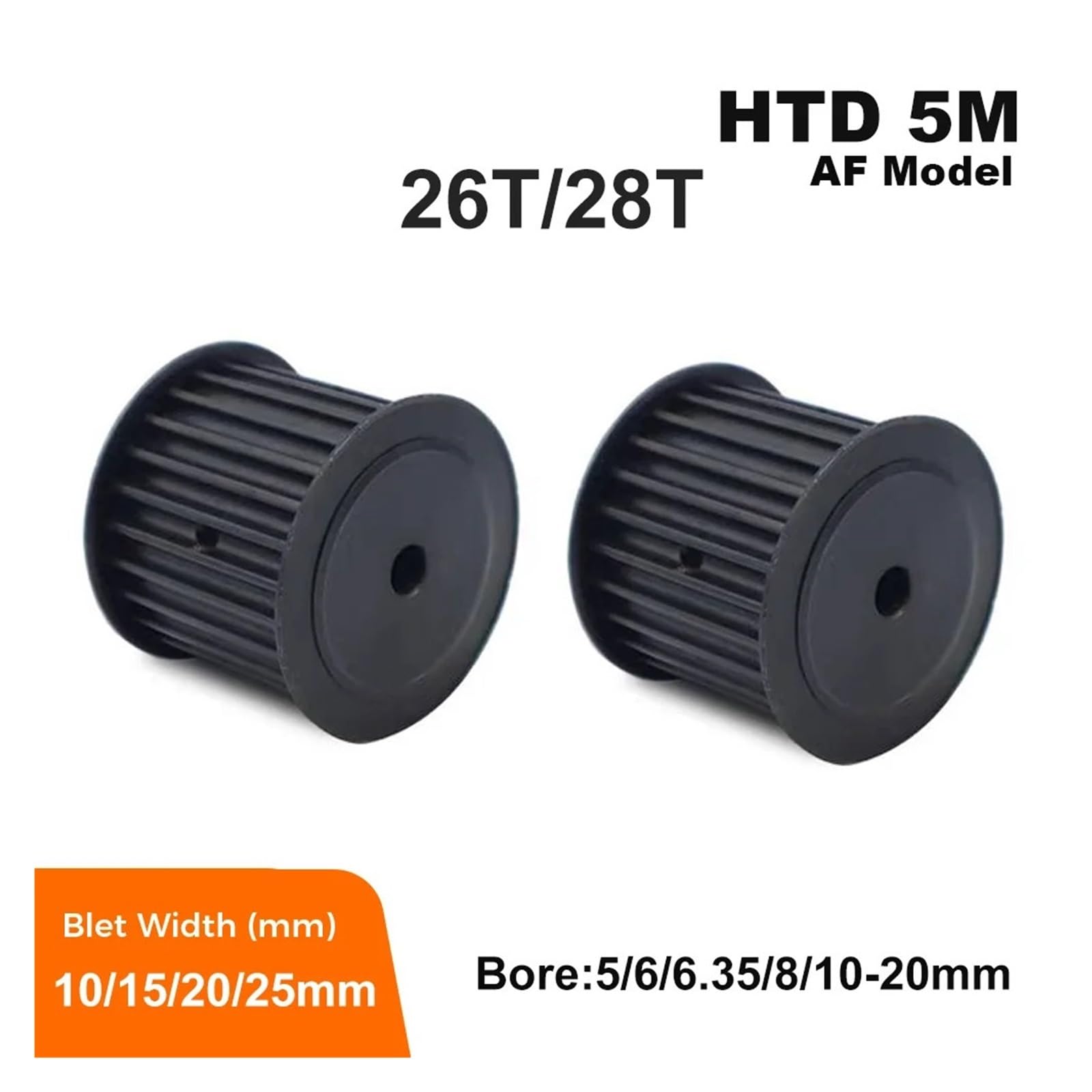 Poulie de synchronisation HTD 5M en acier 45, largeur 26 dents 11/16/21/27mm, alésage de roue à courroie synchrone 5mm-20mm, poulie à engrenages(Bore 18mm,27mm For Belt 25mm)