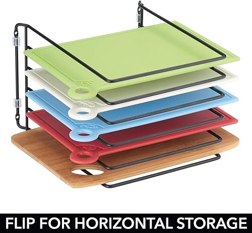 Miniatura 5 de mDesign Tapa de olla y estante para sartén, estante de alambre de metal para armarios, despensas o superficies de cocina, soporte independiente con