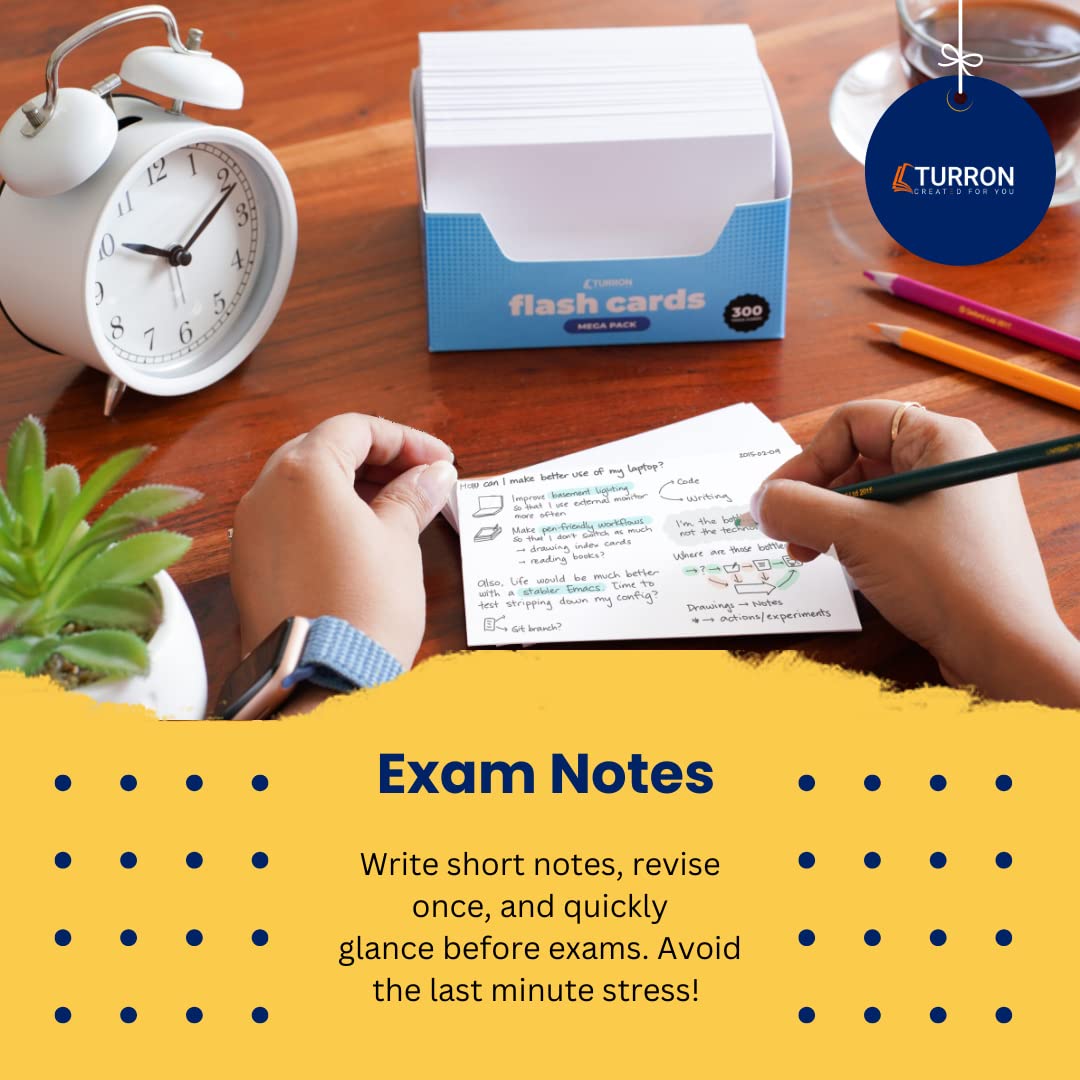 Turron Blank Index Flash Cards (300, White, 3 x 5 Inch, Dotted) 2