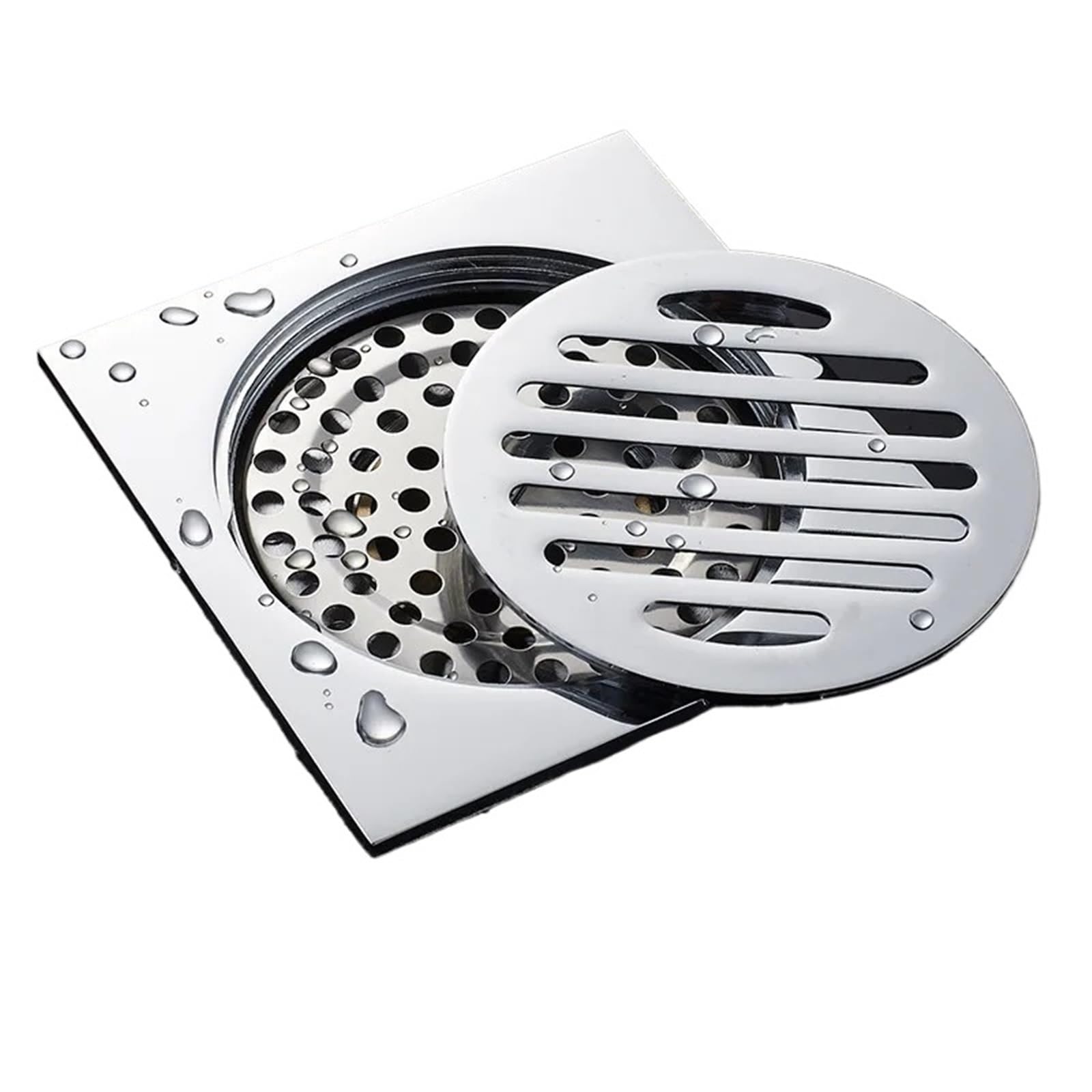 Gulley Grid Bathroom Floor Shower Drain Waste Anti-odor Bathtub Drainer Stainless Steel Square Drainage(10x10cm A3)