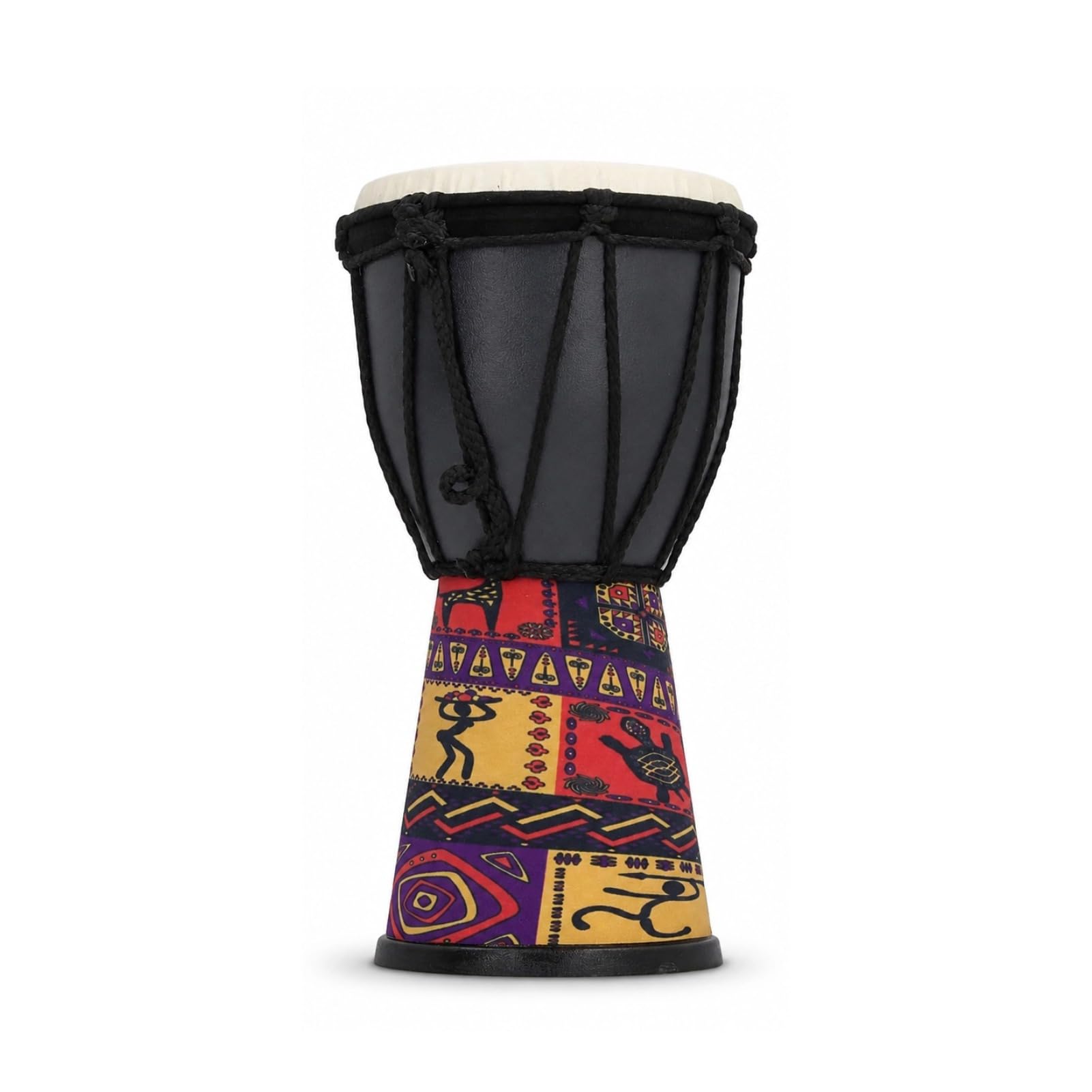 Mini Tambour Djembé, Tambour à Main Africain en Peau de Chèvre Artificielle de 4 Pouces, Design Peint, pour Adultes Débutants