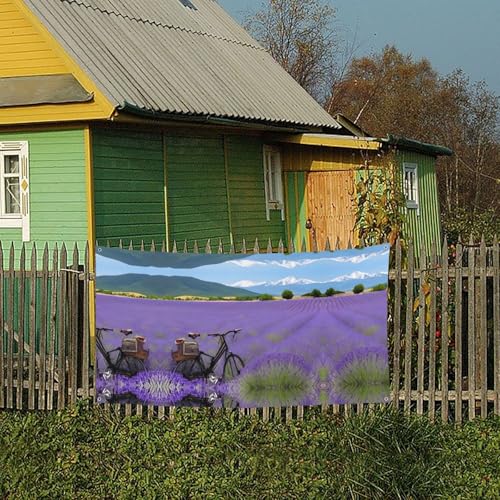 MINDBBDFJ Lavender Field Retro Bike Agriculture Print Banners And Signs For Outdoor/Indoor,Personalized Banner Customizable Parties Halloween Banner (180x90cm)4
