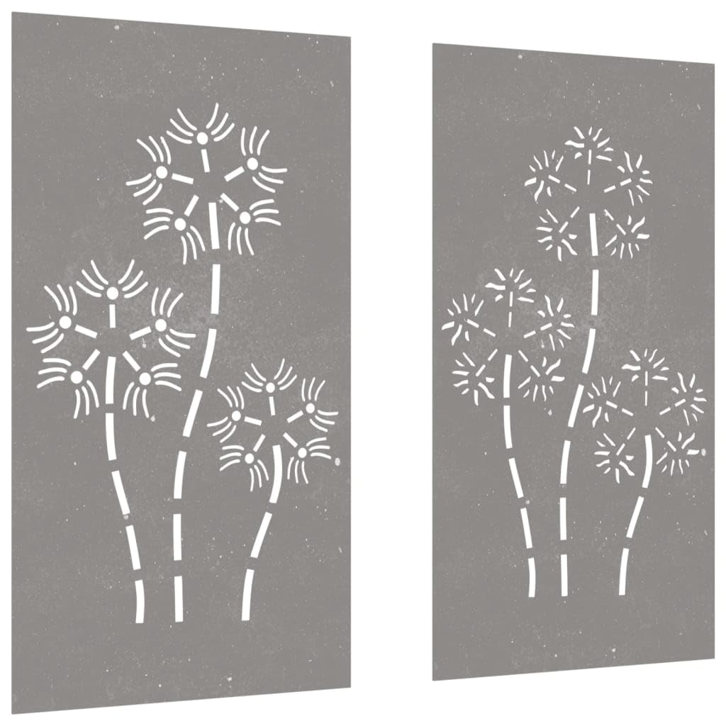 Generico Decorazioni Muro da Giardino 2pz 105x55 cm Fiore Acciaio Corten-824487