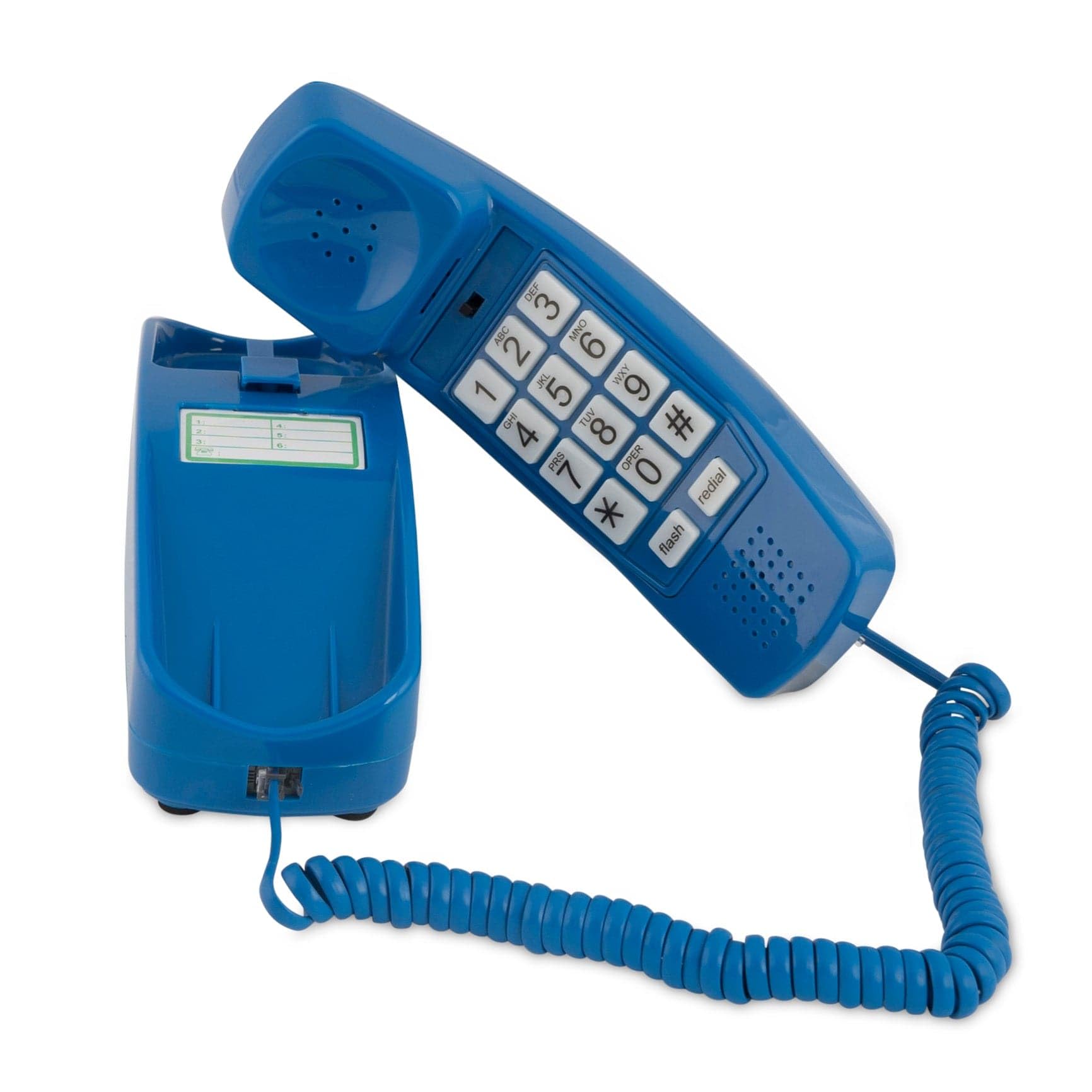 iSoHo Landline Phone – Retro Trimline Corded Phone Big Buttons & Backlit Keypad, Redial/Mute, Wall‑Mount or Desk Push‑Button Tone Dialing - It Slips Into Your Space with Quiet Confidence Classic Blue