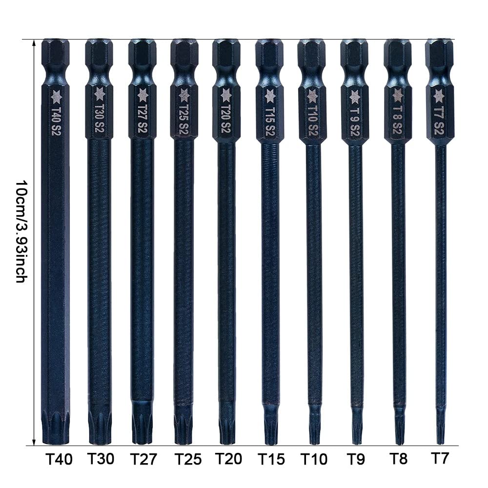 10pcs Magnetic Screwdriver Bits 1/4 Inch Hex Electric Security Screwdriver Drill Set with Hole Hand Tool