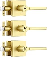 Vista 22 de Paquete de 5 pomos dorados resistentes para puerta de entrada exterior, apertura izquierda o derecha, llaves iguales o combinadas, manijas