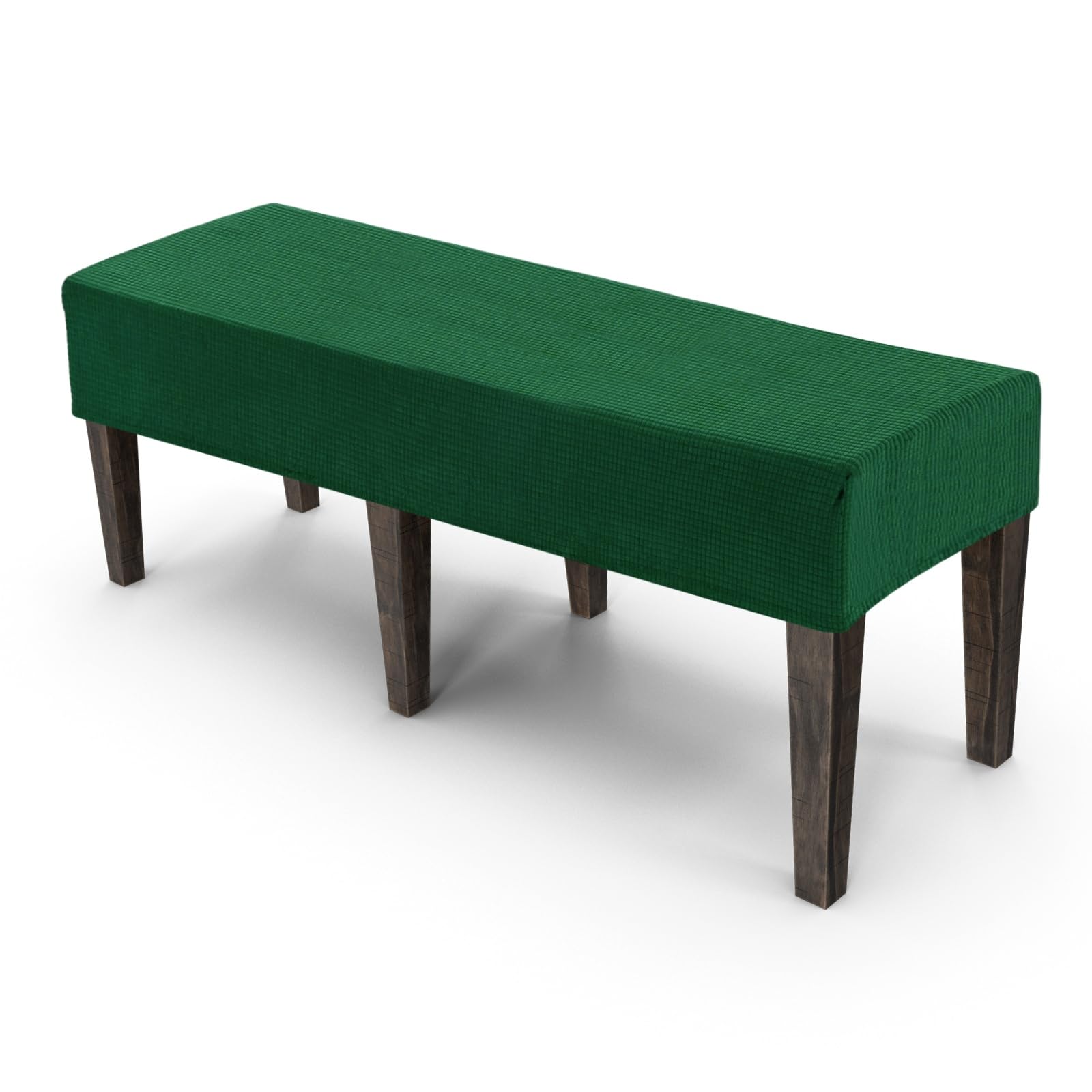 M METERXITY Jacquard Bench Slipcover, 49-63" Rectangle Solid Bench Seat Cover, Removable Washable for Banquet/Bedroom/Piano [Dark Green,