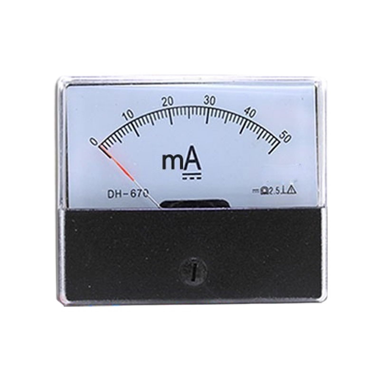 Amperímetro DH-670 de panel rectangular con aguja para medición precisa de corriente continua DC