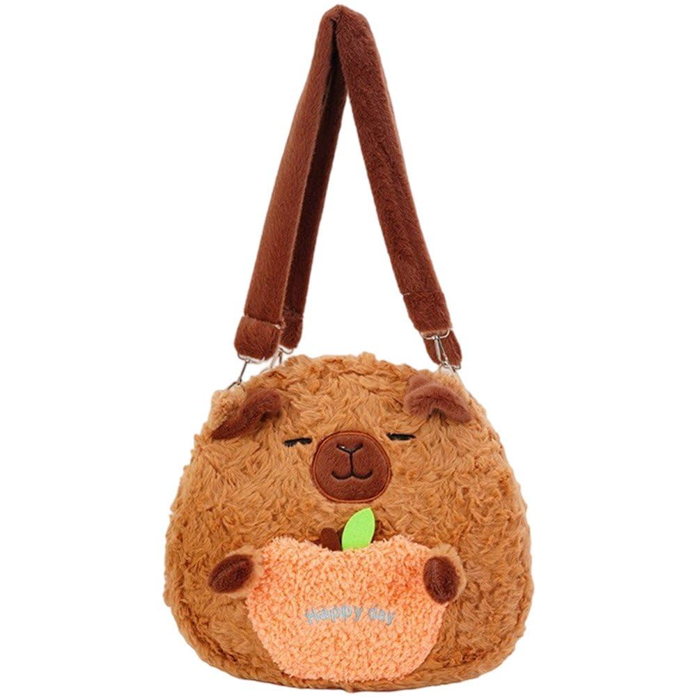 Mochila escolar de carpincho en peluche, bolso elegante de un hombro para niñas