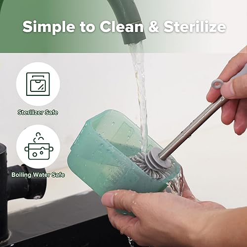 Miniatura 8 de haakaa Mini recipientes de almacenamiento de silicona para comidas, recipientes de silicona de 8 onzas con tapas herméticas, tarros de comida para