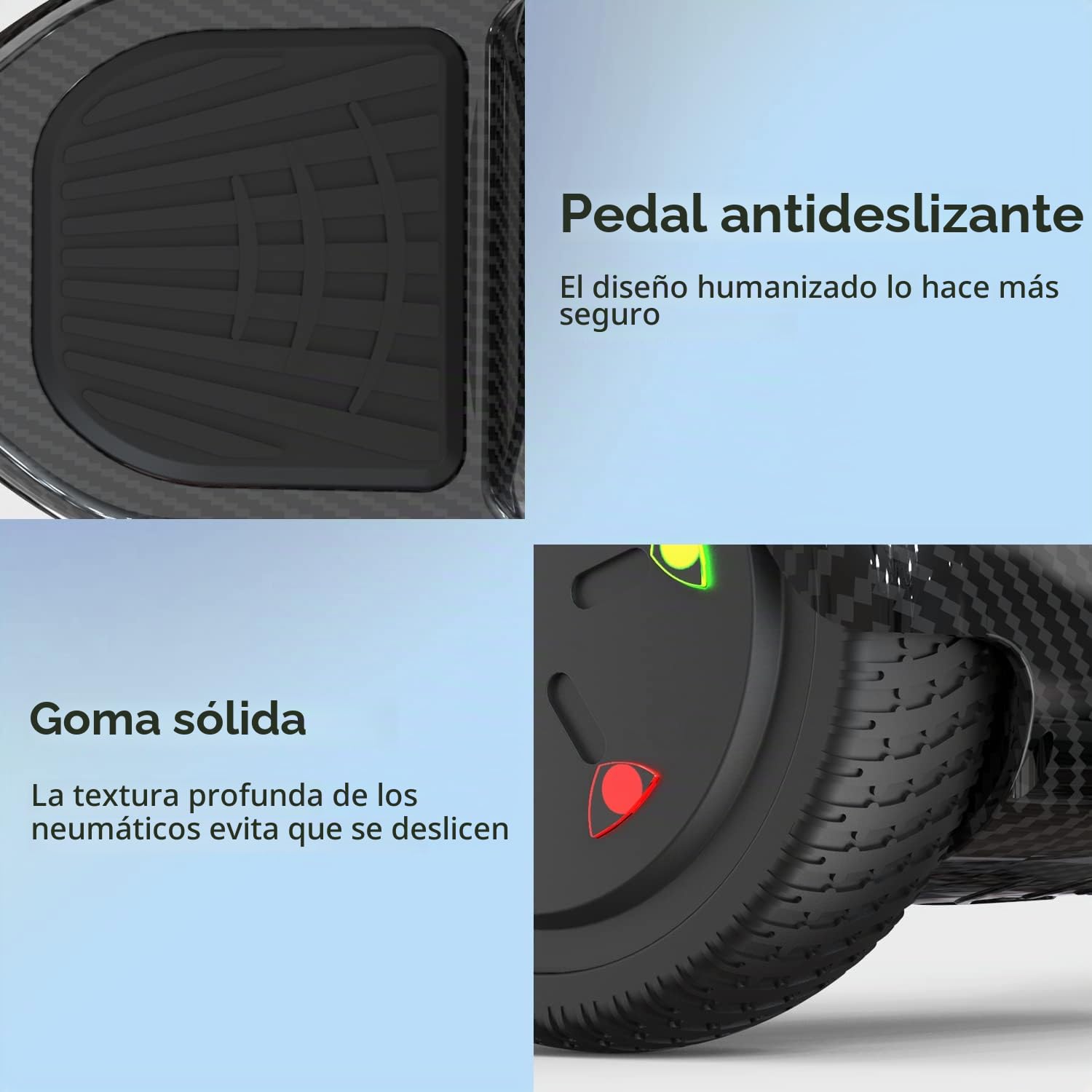 RCB Hoverboard 6.5" Overboard Hover Borad con LED Luces/Bluetooth Regalo para Adultos y Niños Monopatín Hoverboards, Regalo para niños