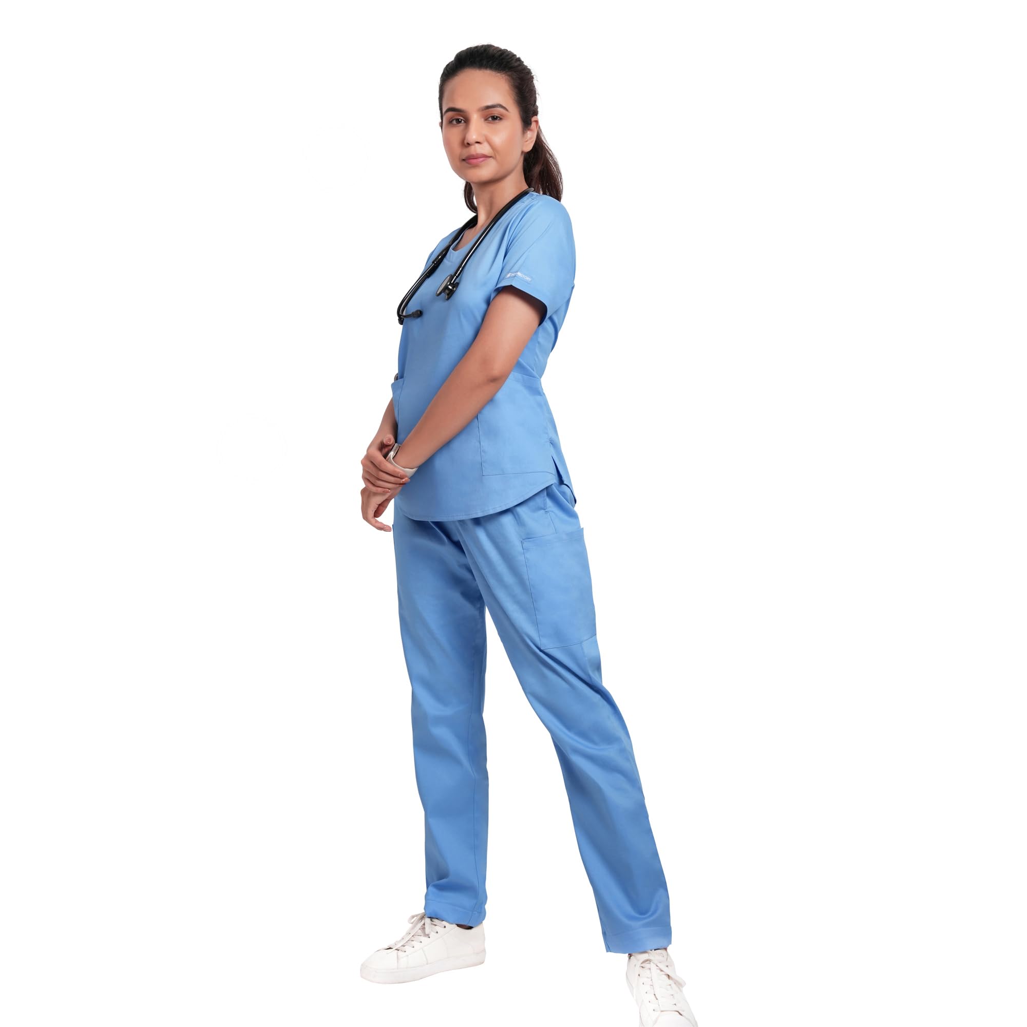 ScrubStory Womens 2-Pocket Classic Fit Scrub Top, V-Neck | Stain and Water Repellant | Scrubs for Doctors Female, Nurse, Lab, OT Professionals (M, Ceil Blue) (B0D2HCPT8Q) Amazon Price History, Amazon Price Tracker