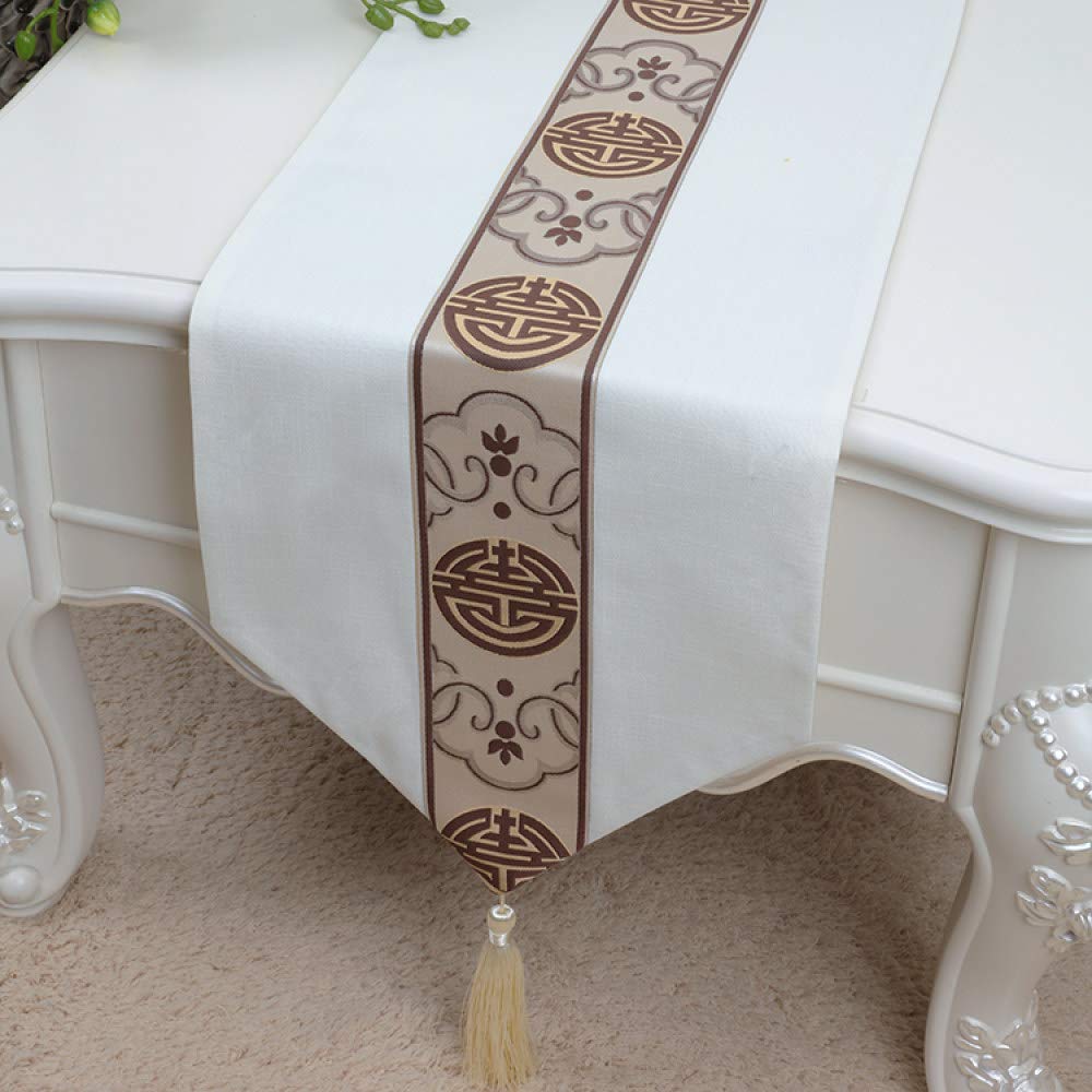Haokaini Runner Da Tavola Bianco Vintage Con Ricamo Floreale E Nappe – 40x150/176/196/249 Cm - 3