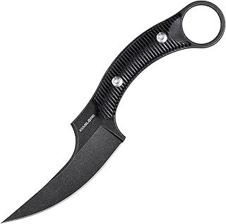 KK528 Fixed Blade Knife, D2 Blade with G10 Handle, Kydex Sheath, Everyday Claw Knife for Men Women, Utility Knife for EDC Survival Hiking Camping Outdoor (Black) - KIASLORE