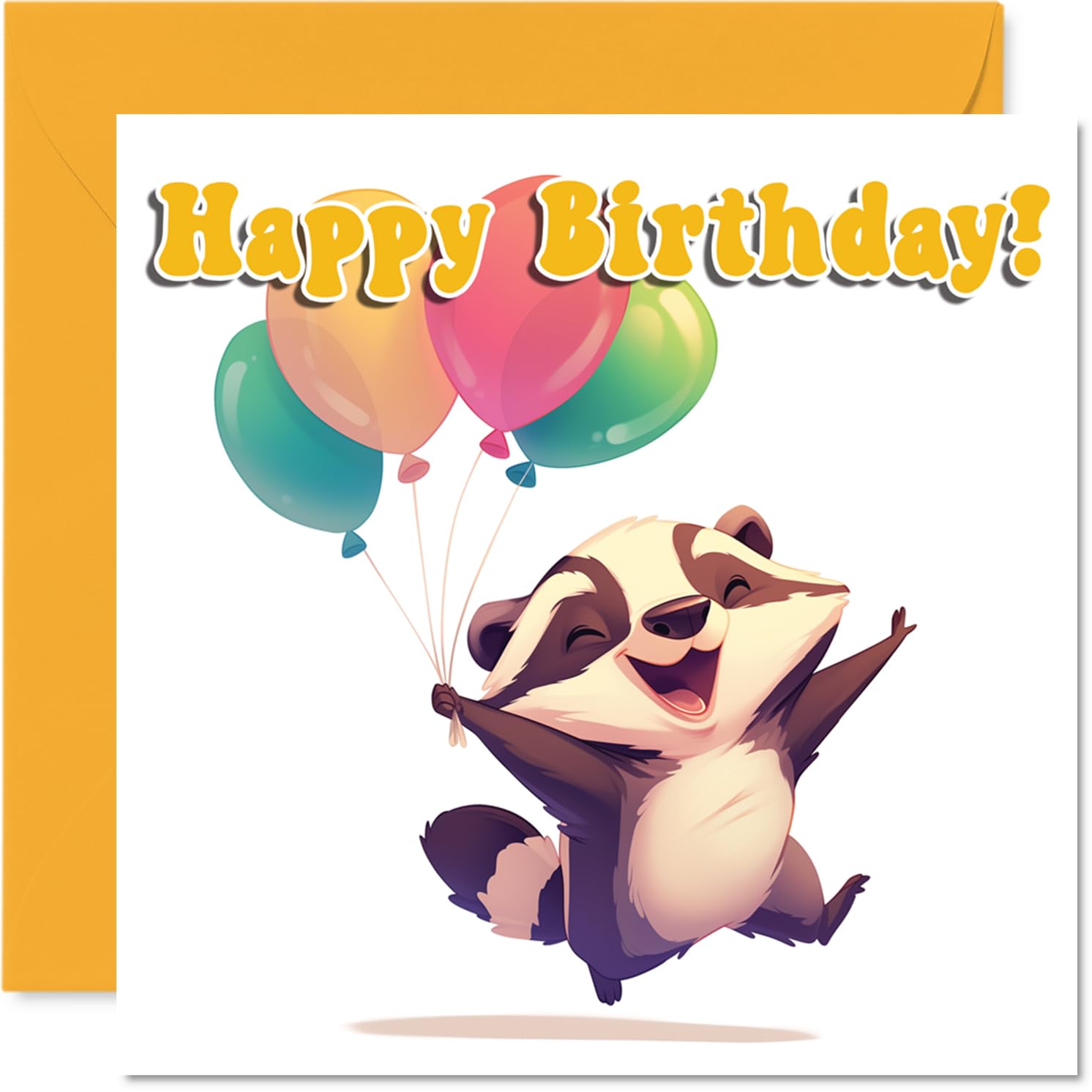 Badger Birthday Card - Balloon Animals - Happy Birthday Cards for Son Daughter Brother Sister Grandson Granddaughter Niece Nephew Cousin, 145mm Bday Greeting Cards