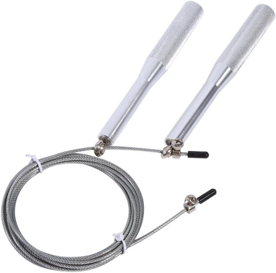 Jump Rope, Aluminium Alloy Speed Adjustable Steel Jump Rope Steel Wire Speed Skipping Rope, Workout for Double Unders, Cross Fitness, Boxing, Exercise (Sliver)